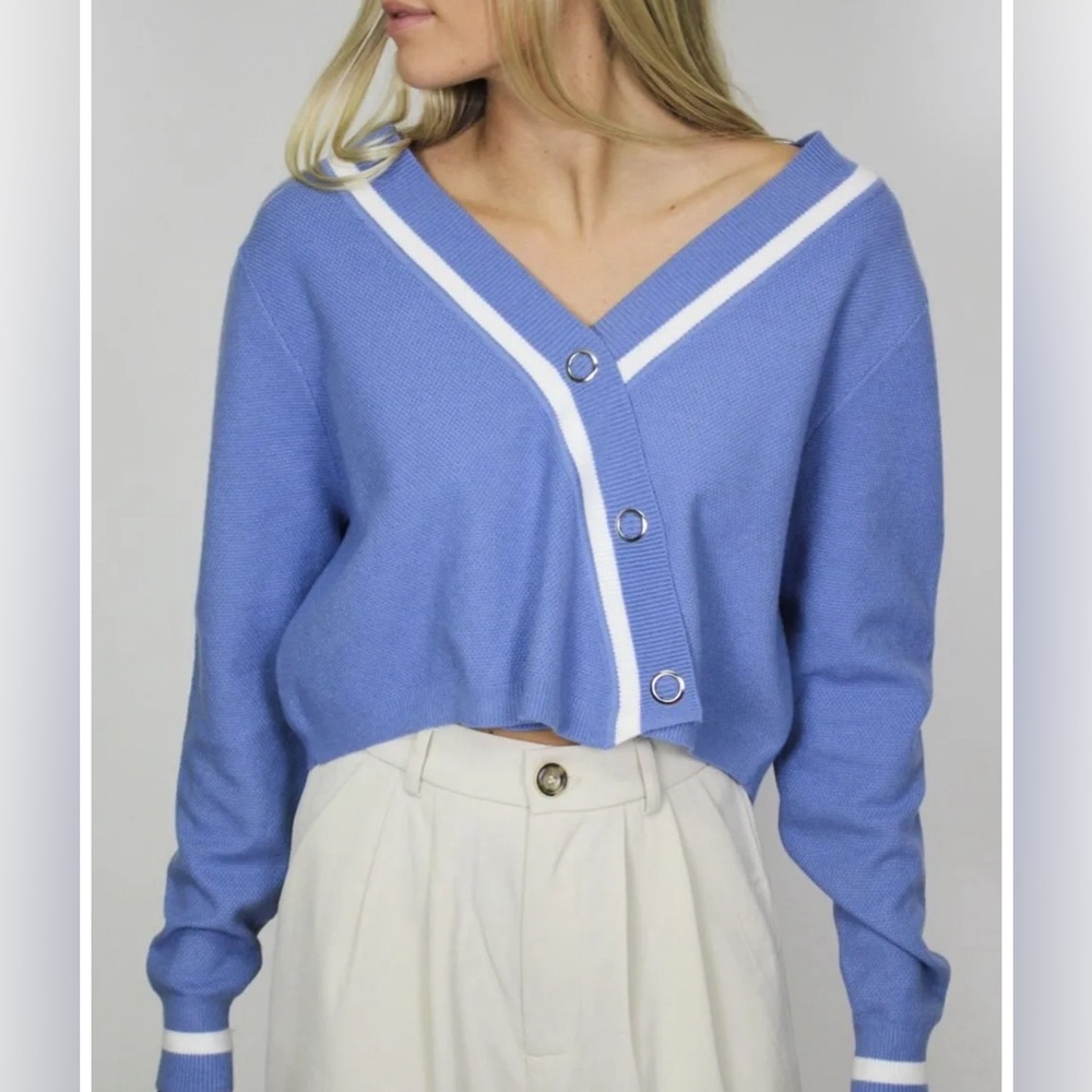 Boutique varsity cardigan sweater top